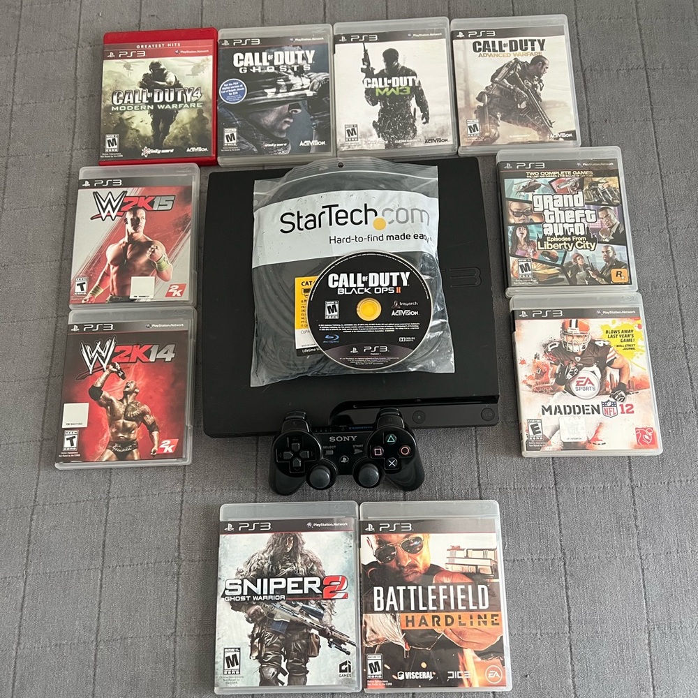 PS3 console with games